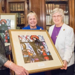 Pat Krasnausky (l.) President and CEO of Cabrini of Westchester and Bonita Burke, VP of Operations present the Sisters of Charity with the Liberty and Justice Award.