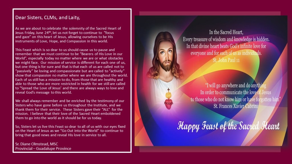 June 24 is the Feast of the Sacred Heart of Jesus Missionary Sisters